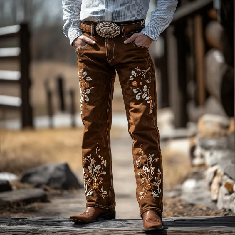 Men's Vintage Distressed Embroidered Western Cowboy Trousers 74690575TO sold by Manly product image thumbnail 2