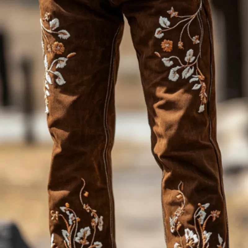 Men's Vintage Distressed Embroidered Western Cowboy Trousers 74690575TO sold by Manly product image thumbnail 3