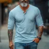 Men's Retro Casual Simple Street Henley Collar Long Sleeve T-Shirt 13073025TO sold by Manly