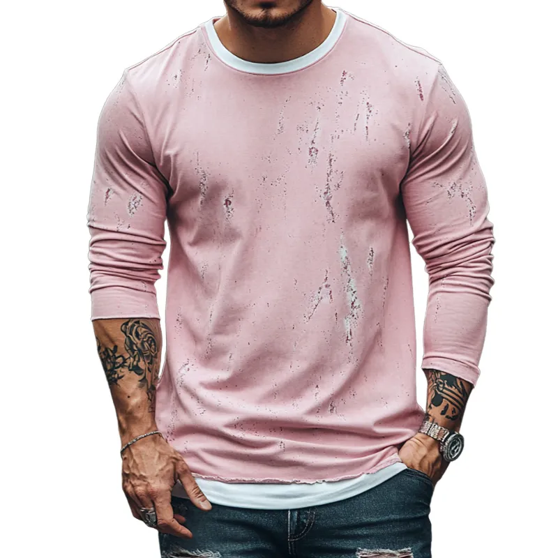 Men's Retro Casual Polyester Printed Round Neck Long Sleeve T-Shirt 68781134TO sold by Manly