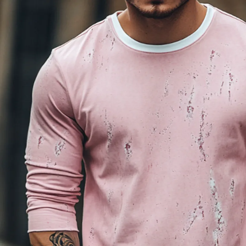 Men's Retro Casual Polyester Printed Round Neck Long Sleeve T-Shirt 68781134TO sold by Manly product image thumbnail 3