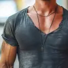 Men's Retro Casual Printed Round Neck Short Sleeve T-shirt 20563714TO sold by Manly