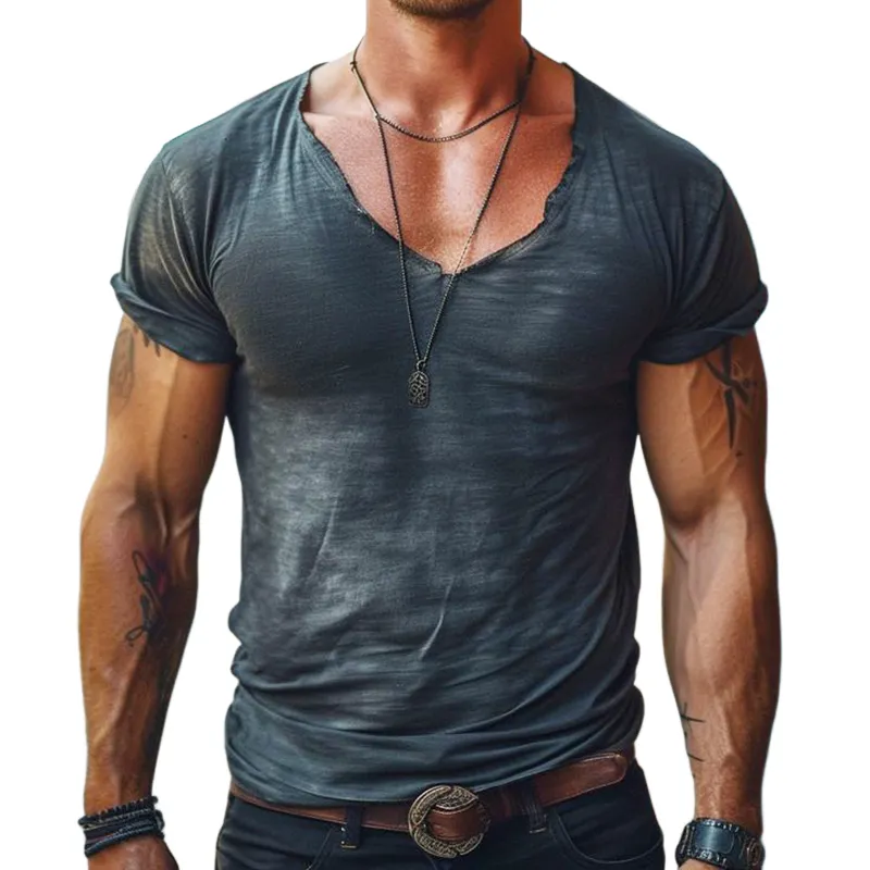 Men's Retro Casual Printed Round Neck Short Sleeve T-shirt 20563714TO sold by Manly