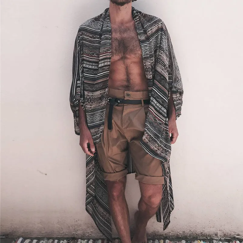 Men's Retro Casual Ethnic Style Printed Mid-Length Shirt 06813625TO sold by Manly product image thumbnail 3