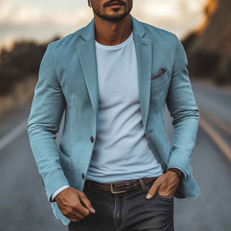 Men's Classic American Retro Slim Fit Casual Suede Blazer 32538790K sold by Manly product image thumbnail 3