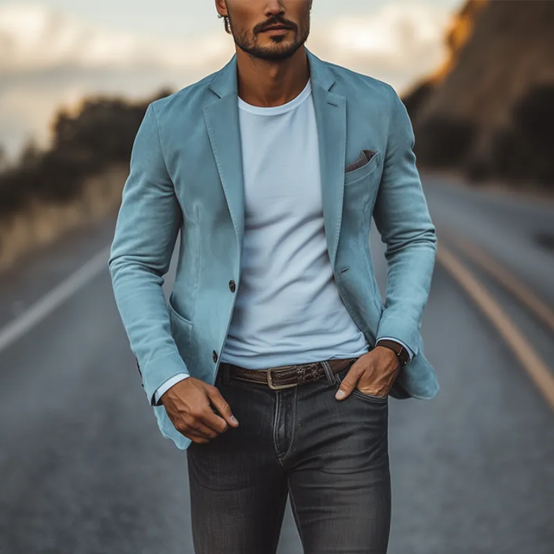 Men's Classic American Retro Slim Fit Casual Suede Blazer 32538790K sold by Manly product image thumbnail 2