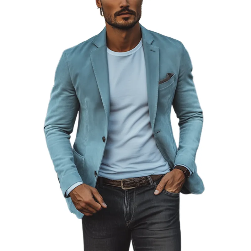 Men's Classic American Retro Slim Fit Casual Suede Blazer 32538790K sold by Manly