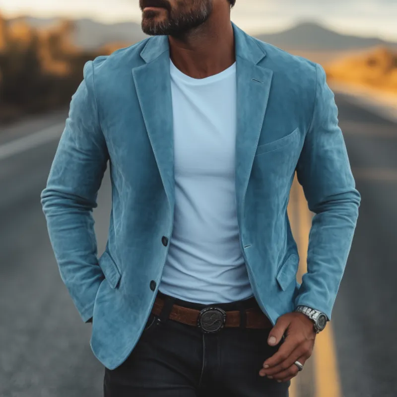 Men's Classic Casual American Retro Slim Fit Suede Blazer 40398833K sold by Manly product image thumbnail 3
