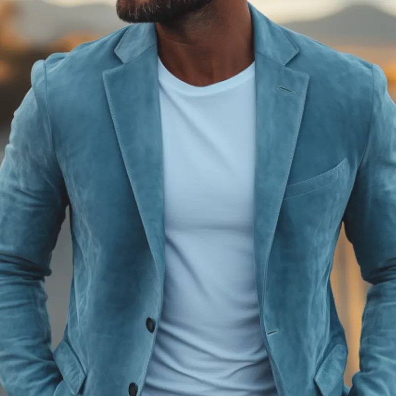 Men's Classic Casual American Retro Slim Fit Suede Blazer 40398833K sold by Manly product image thumbnail 4