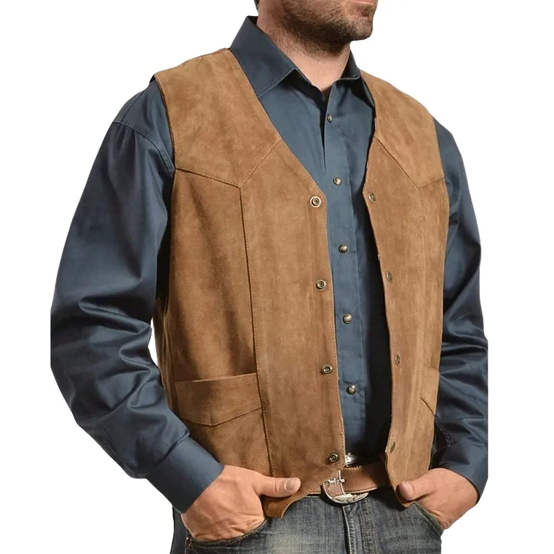 Men's Vintage Casual Suede Single-breasted Vest 76856931F sold by Manly