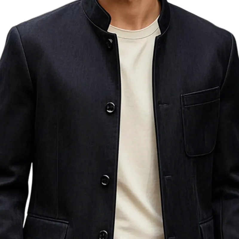 Men's Casual Suede Stand Collar Single Breasted Blazer 00414038F sold by Manly product image thumbnail 3