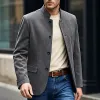 Men's Casual Suede Stand Collar Single Breasted Blazer 26975085F sold by Manly