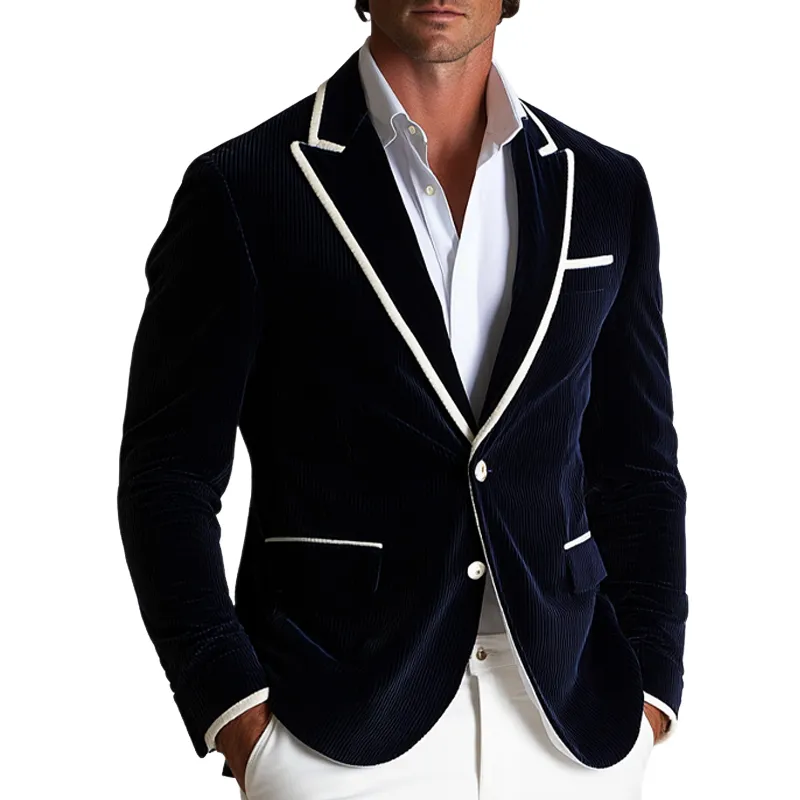 Men's Vintage Navy Corduroy Two Button Blazer 93763872U sold by Manly