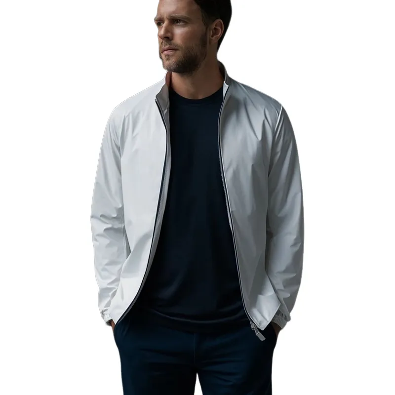 Men's Pure White Simple Stand Collar Waterproof Jacket 74884606U sold by Manly product image thumbnail 3