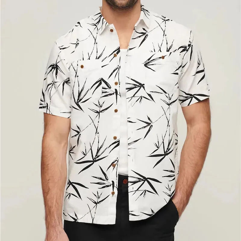 Men's Casual Bamboo Leaf Print Short Sleeve Shirt 56636619U sold by Manly product image thumbnail 2