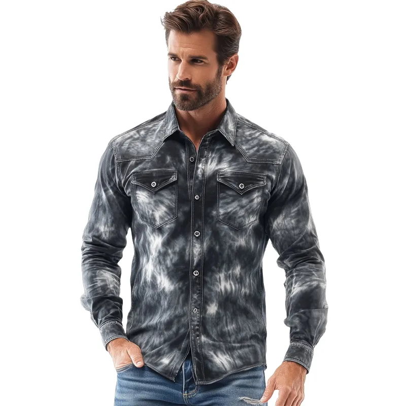Men's Retro Print Slim Fit Long Sleeve Shirt 17785177U sold by Manly product image thumbnail 2