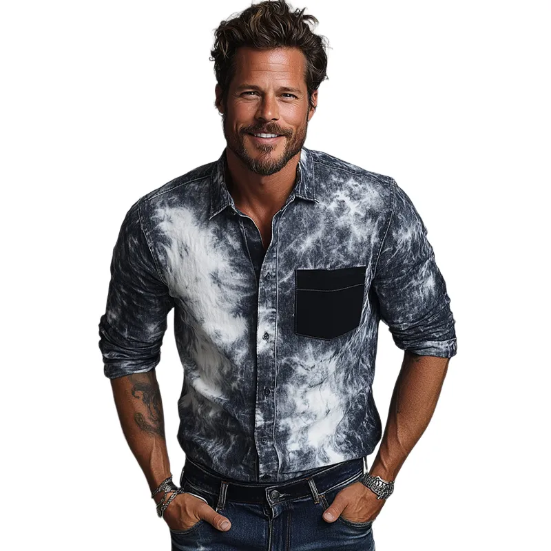 Men's Casual Retro Print Blend Long Sleeve Shirt 85961509U sold by Manly product image thumbnail 3