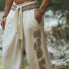 Men's Retro Casual Bohemian Embroidered Linen Trousers 99823662TO sold by Manly