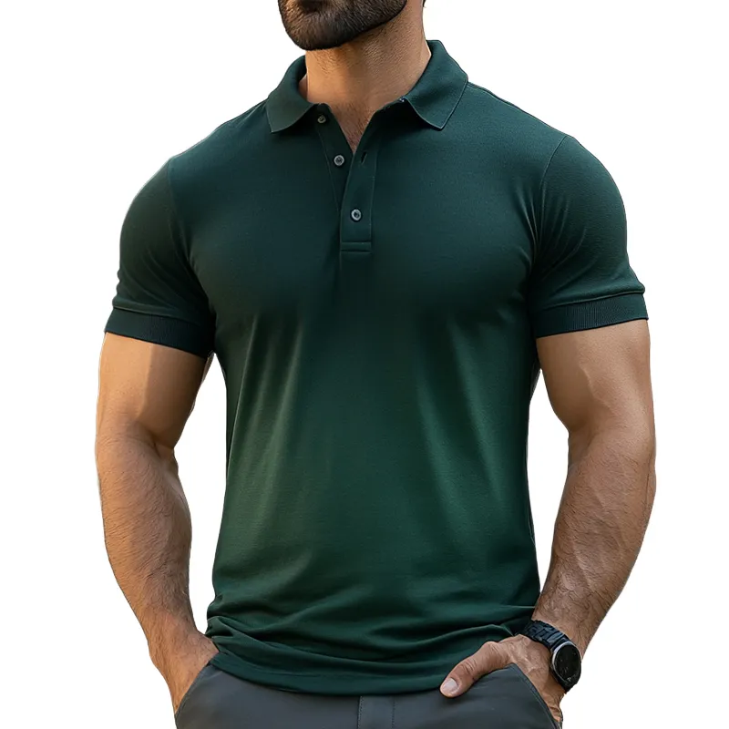 Men's Retro Casual Gradient Baseball Short Sleeve Polo Shirt 19267908TO sold by Manly