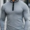 Men's Casual Comfort Henley Collar Cotton Blend Long Sleeve T-Shirt 53228151F sold by Manly