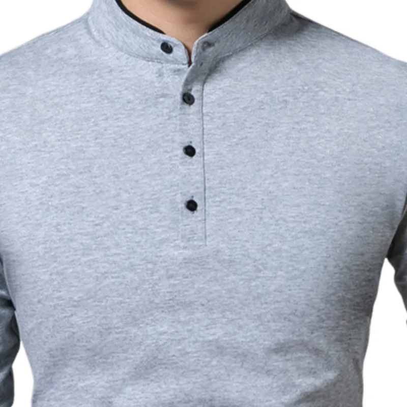 Men's Casual Comfort Henley Collar Cotton Blend Long Sleeve T-Shirt 34872363F sold by Manly product image thumbnail 3