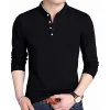 Men's Casual Comfort Henley Collar Cotton Blend Long Sleeve T-Shirt 34872363F sold by Manly