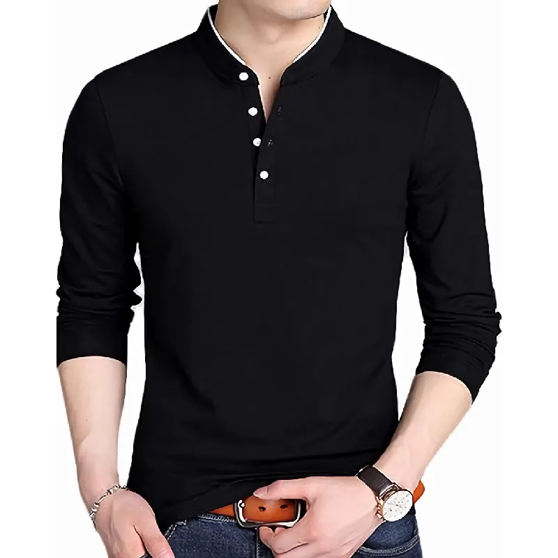 Men's Casual Comfort Henley Collar Cotton Blend Long Sleeve T-Shirt 34872363F sold by Manly product image thumbnail 2