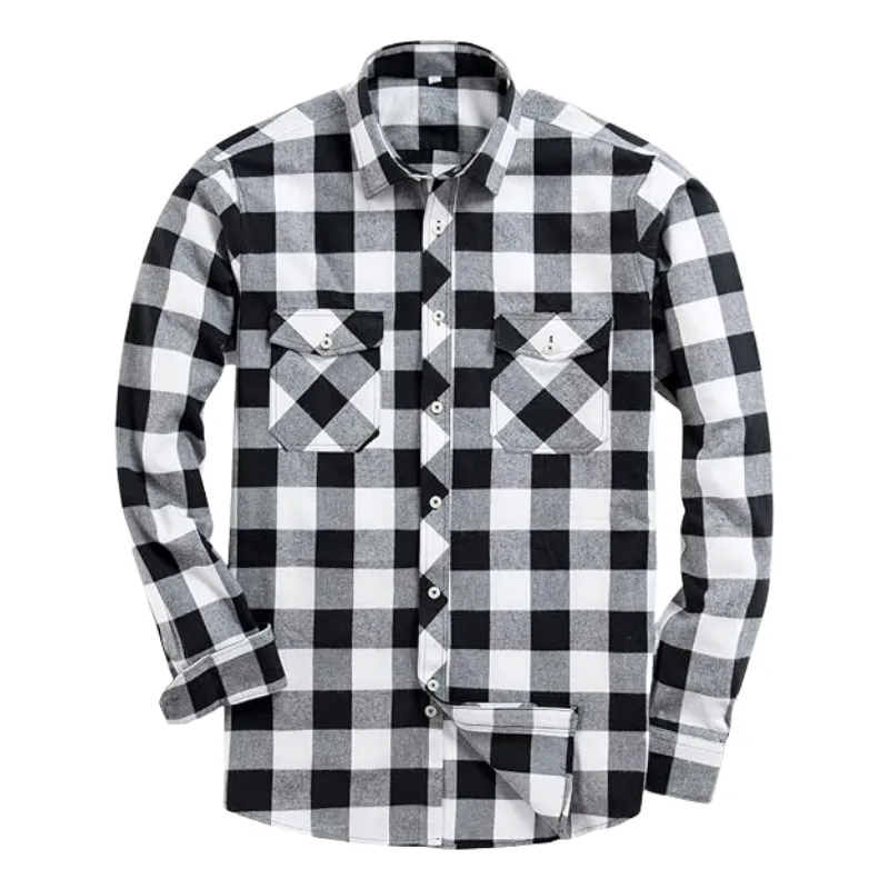 Men's Vintage Casual Lapel Flannel Plaid Long Sleeve Shirt 34714461F sold by Manly