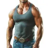 Men's Retro Casual Solid Color Round Neck Tank Top 06635508TO sold by Manly