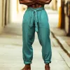 Men's Vintage Casual Solid Color Linen Pants 28507337TO sold by Manly