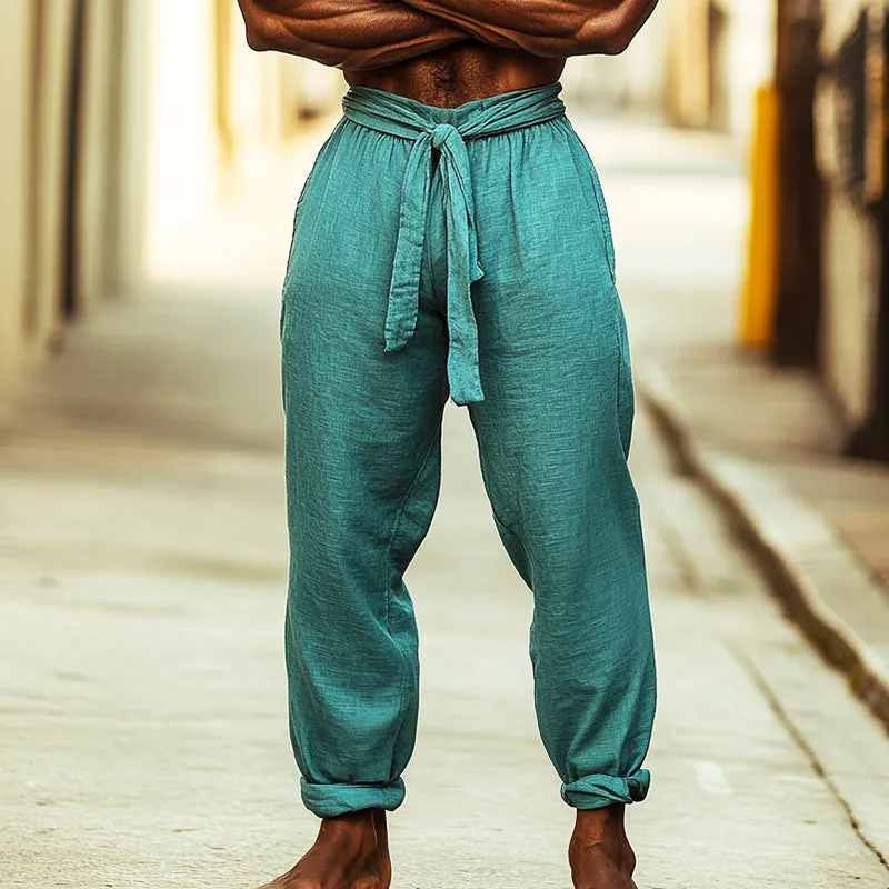 Men's Vintage Casual Solid Color Linen Pants 28507337TO sold by Manly product image thumbnail 2
