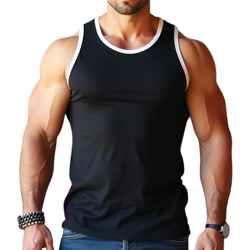 Men's Retro Casual Solid Color Round Neck Tank Top 29825916TO sold by Manly
