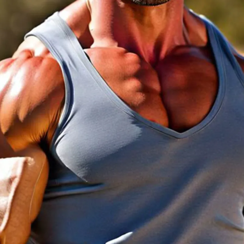 Men's Retro Casual Solid Color V-Neck Tank Top 16402426TO sold by Manly product image thumbnail 3