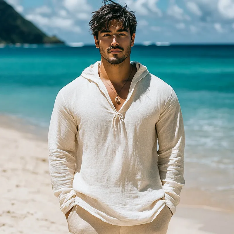 Men's Casual Skin-friendly Cotton and Linen Hoodie 65535363U sold by Manly product image thumbnail 3