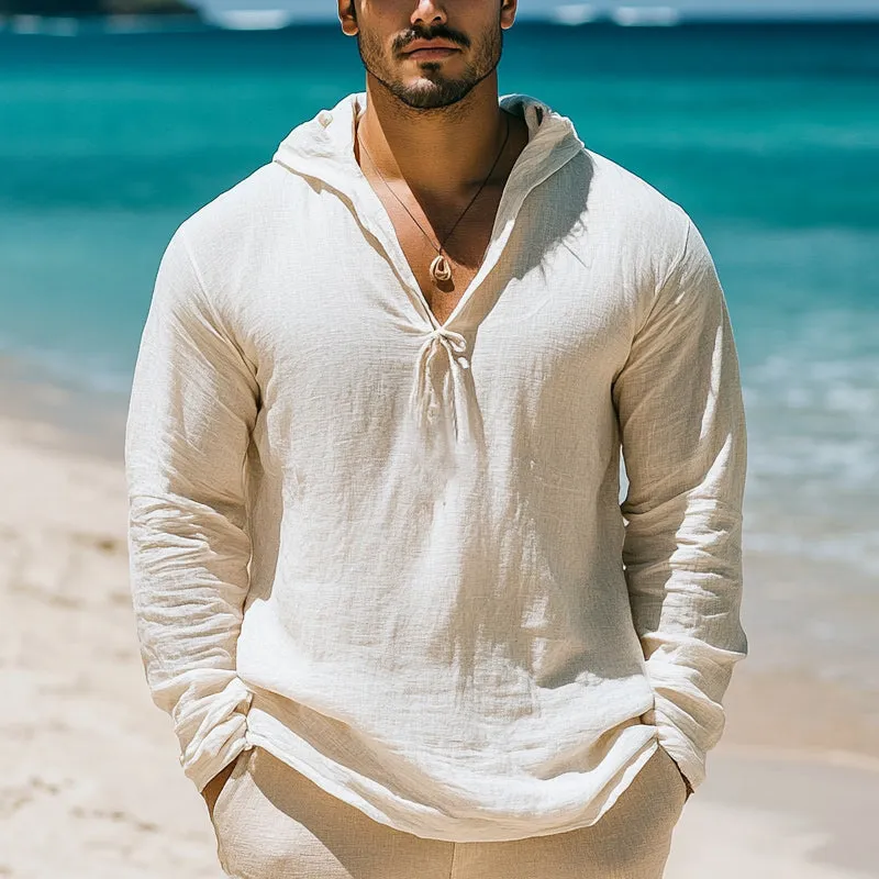 Men's Casual Skin-friendly Cotton and Linen Hoodie 65535363U sold by Manly product image thumbnail 2