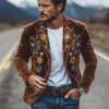 Men's Classic Retro Slim Fit Single Breasted Velvet Embroidered Blazer 43171298K sold by Manly