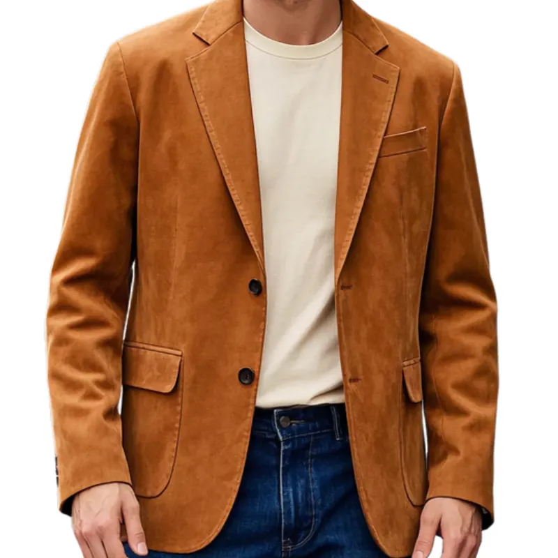 Men's Casual Suede Lapel Single Breasted Blazer 07405601F sold by Manly product image thumbnail 2