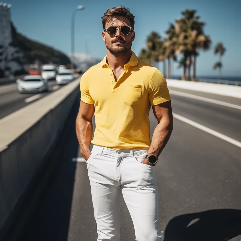 Men's Casual Holiday Style Skin-friendly Cotton Short-sleeved POLO Shirt 42962108K sold by Manly product image thumbnail 2