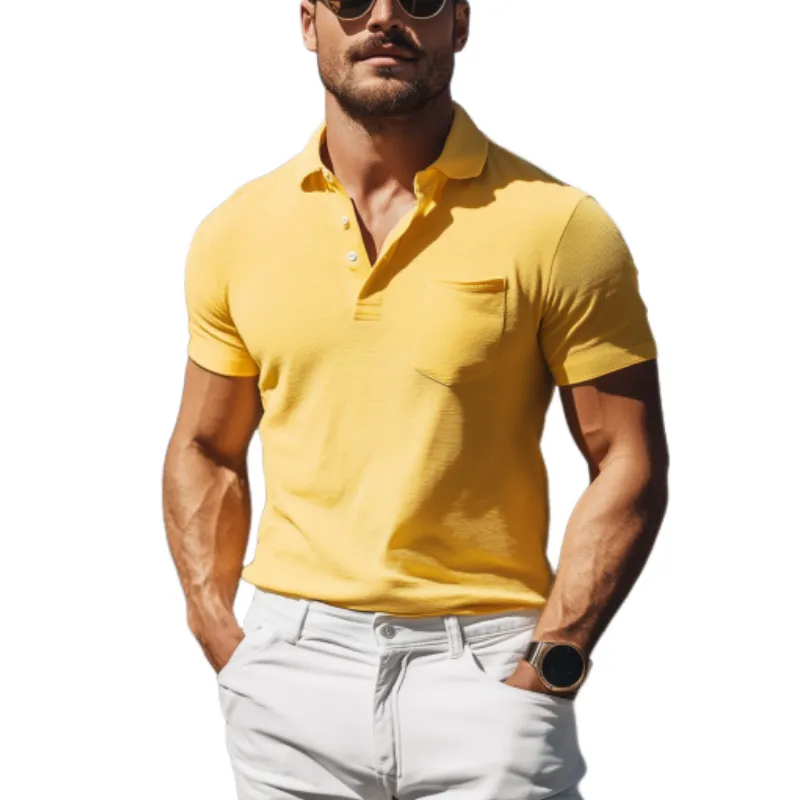 Men's Casual Holiday Style Skin-friendly Cotton Short-sleeved POLO Shirt 42962108K sold by Manly