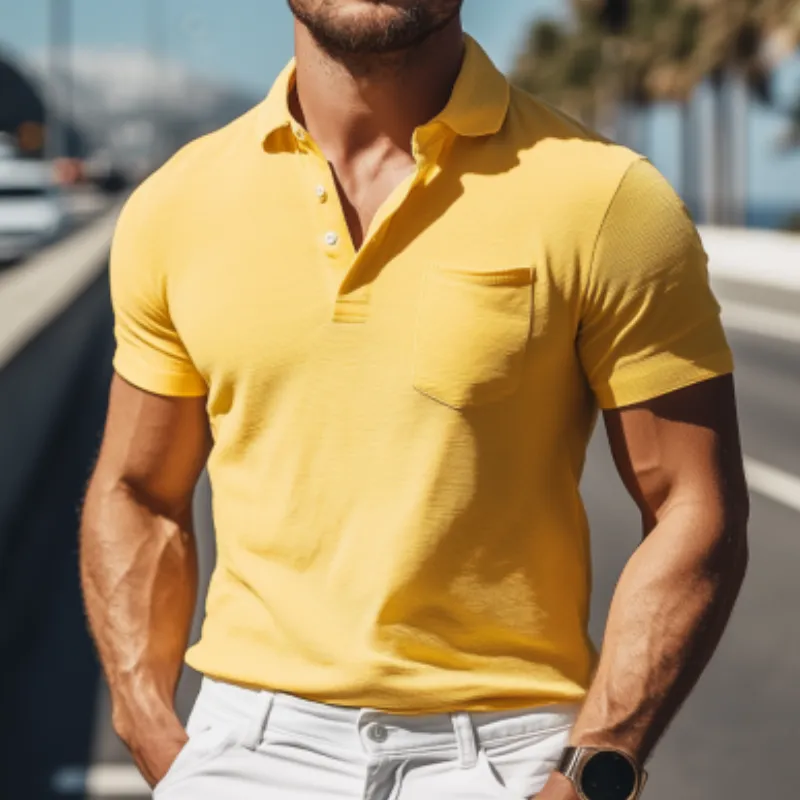 Men's Casual Holiday Style Skin-friendly Cotton Short-sleeved POLO Shirt 42962108K sold by Manly product image thumbnail 4