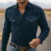 Men's Classic Vintage Western Shoulder Pad Suede Long Sleeve Shirt 25981731K sold by Manly