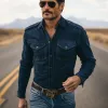 Men's Classic Vintage Western Shoulder Pad Suede Long Sleeve Shirt 25981731K sold by Manly