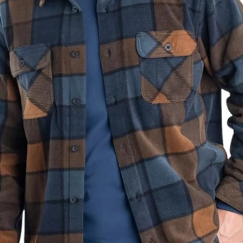 Men's Vintage Casual Lapel Flannel Plaid Long Sleeve Shirt 01638351F sold by Manly product image thumbnail 3