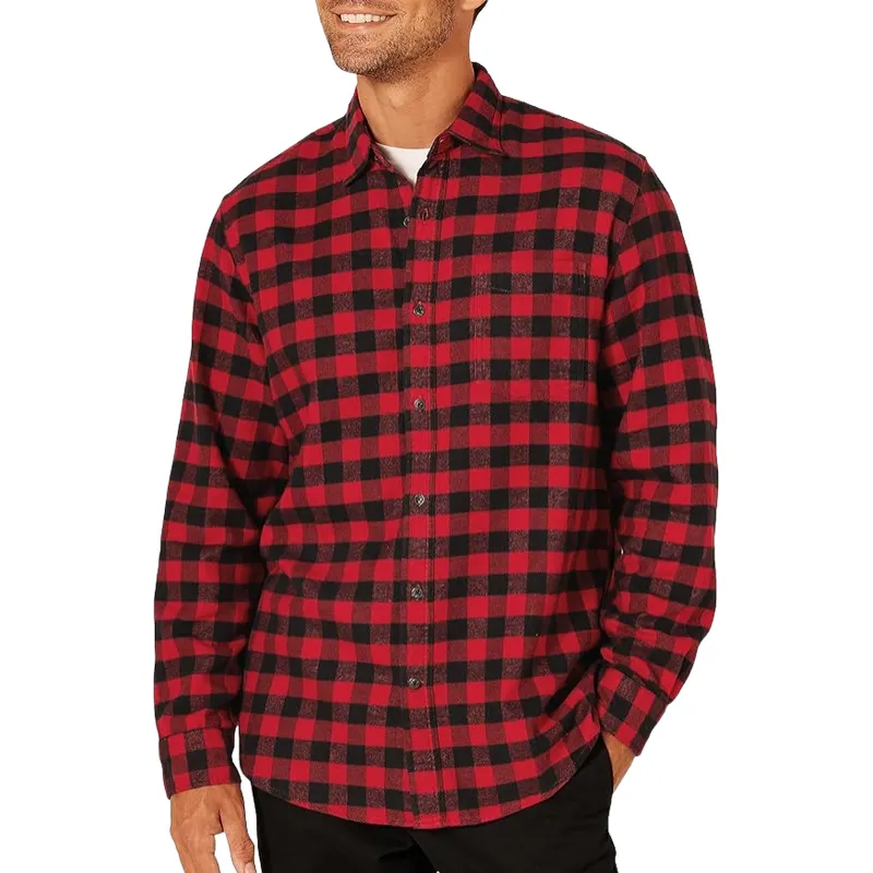 Men's Vintage Casual Lapel Flannel Plaid Long Sleeve Shirt 85931427F sold by Manly