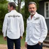 Men's Vintage Classic Lapel Cotton Blend Embroidered Long Sleeve Shirt 80666061F sold by Manly