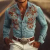 【24-hour shipping out】Men's Classic American Retro Western Suede Embroidered Long Sleeve Shirt 83858595K sold by Manly