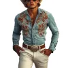 【24-hour shipping out】Men's Classic American Retro Western Suede Embroidered Long Sleeve Shirt 83858595K sold by Manly