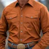 Men's Vintage Classic Lapel Cotton Blend Long Sleeve Shirt 87476061F sold by Manly