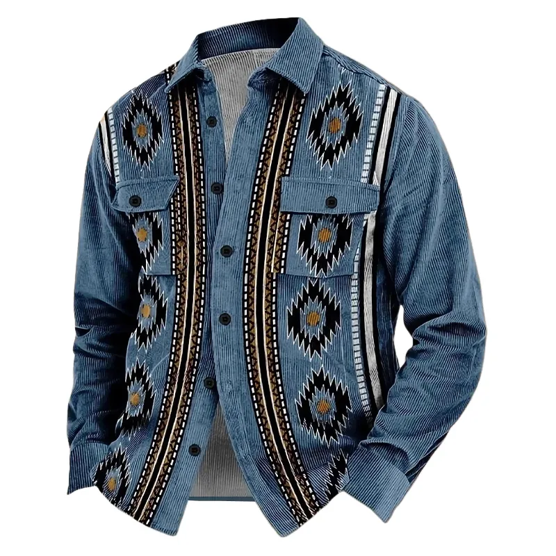 Men's Corduroy Vintage Print Long Sleeve Shirt 54295225U sold by Manly