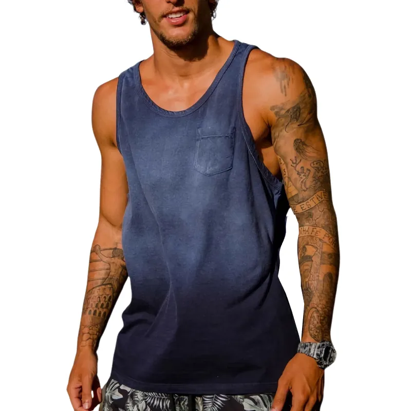 Men's Casual Blue Cotton Tie-Dye Vest 14798406U sold by Manly